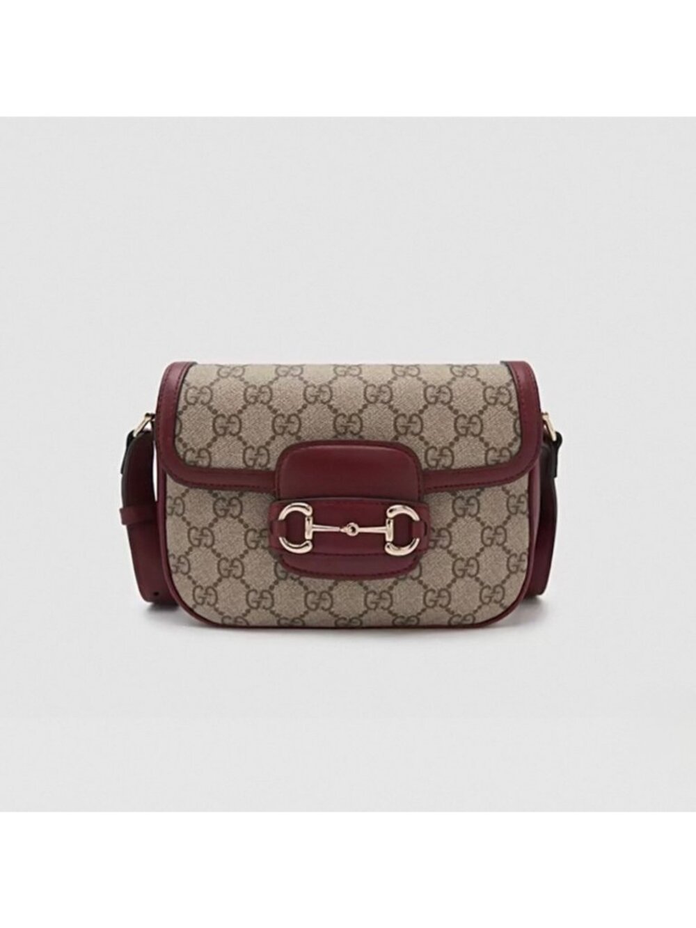 Gucci GG Supreme Monogram Horsebit 1955 Flap Bag Beige Ebony Rosso Ancora 815205